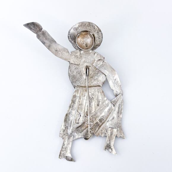 Vintage Peru Sterling Silver 925 Folk Dancer Brooch Pin - Picture 5 of 8